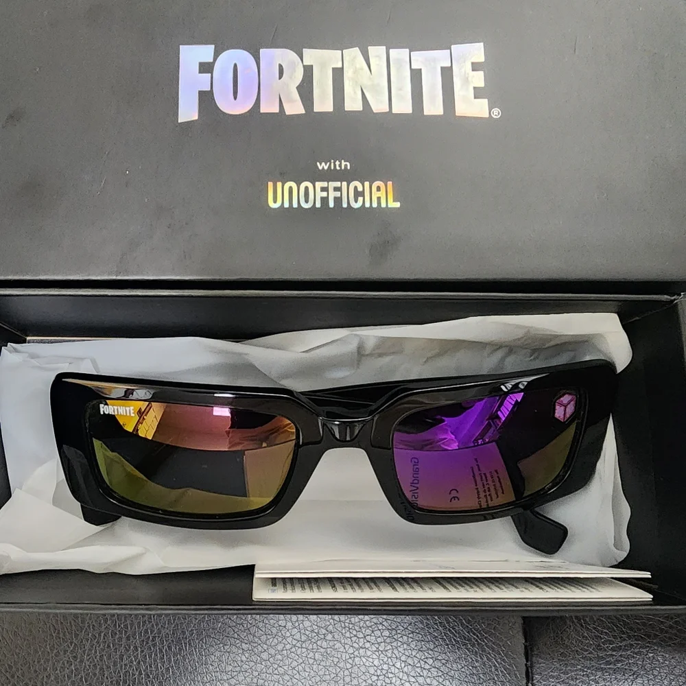 FORTNITE X UNOFFICIAL Sunglasses The Cube Black Rectangular Collector Rare